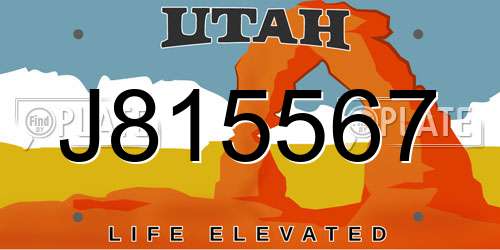 J815567 Utah License Plate