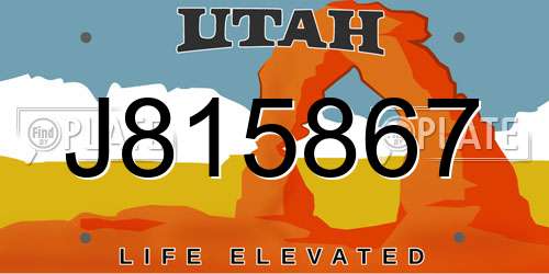J815867 Utah License Plate