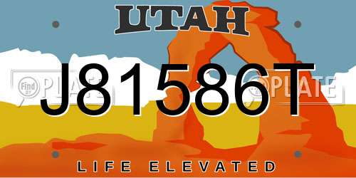 J81586T Utah License Plate