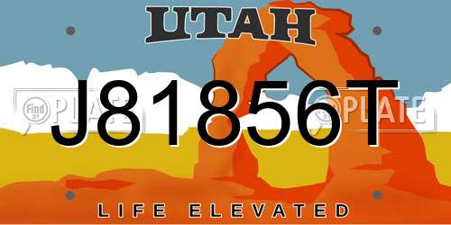 J81856T Utah License Plate