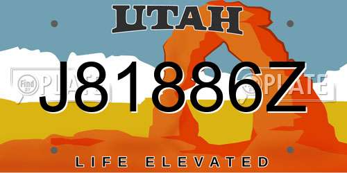 J81886Z Utah License Plate