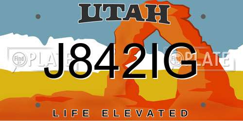 J842IG Utah License Plate