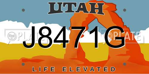 J8471G Utah License Plate