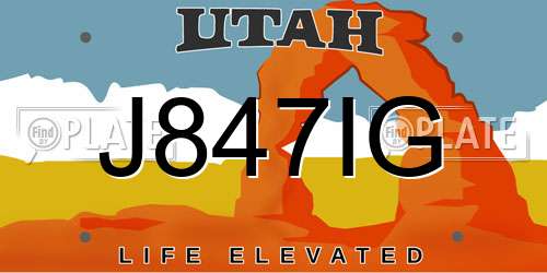J847IG Utah License Plate