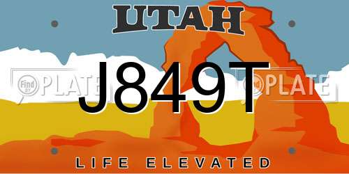 J849T Utah License Plate