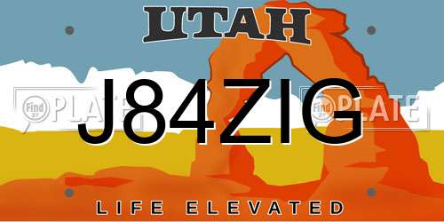 J84ZIG Utah License Plate