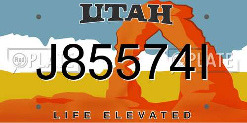 J85574I Utah License Plate
