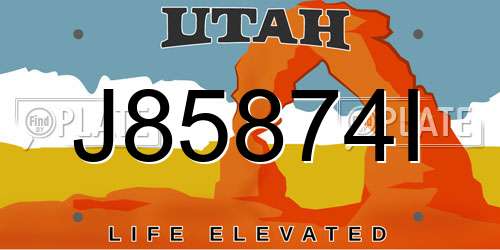 J85874I Utah License Plate