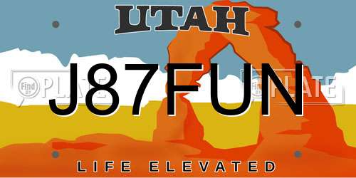 J87FUN Utah License Plate