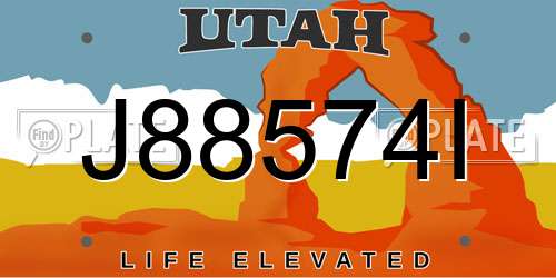 J88574I Utah License Plate