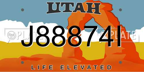 J88874I Utah License Plate