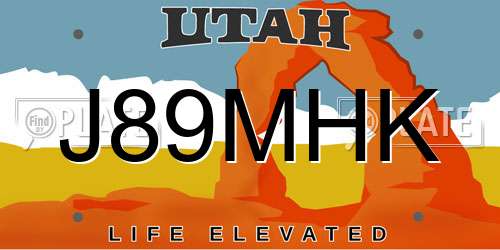 J89MHK Utah License Plate