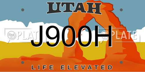 J900H Utah License Plate