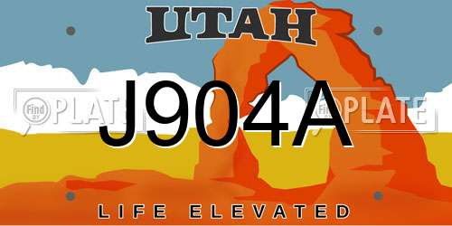J904A Utah License Plate