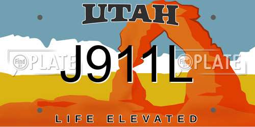 J911L Utah License Plate