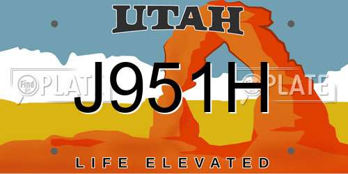 J951H Utah License Plate