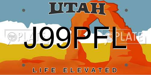 J99PFL Utah License Plate