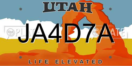 JA4D7A Utah License Plate