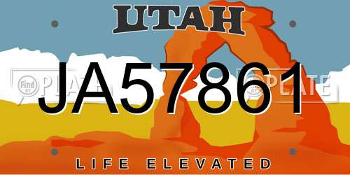 JA57861 Utah License Plate