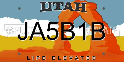JA5B1B Utah License Plate