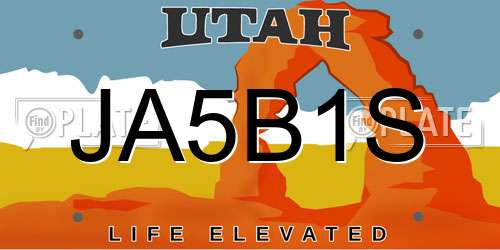 JA5B1S Utah License Plate