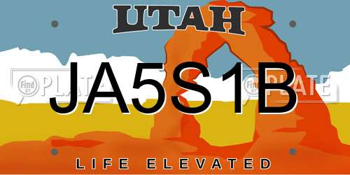 JA5S1B Utah License Plate