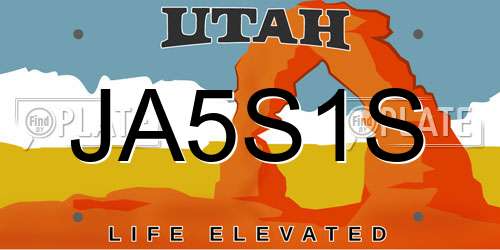JA5S1S Utah License Plate