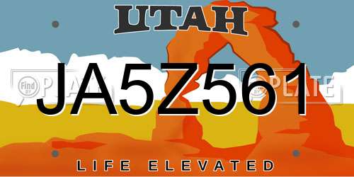 JA5Z561 Utah License Plate