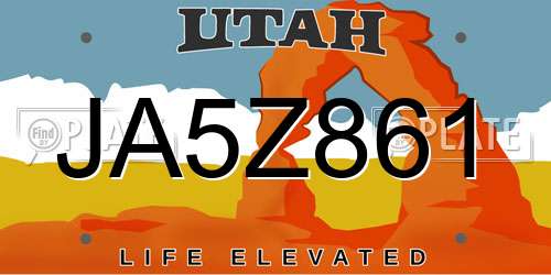 JA5Z861 Utah License Plate