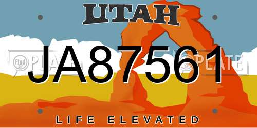 JA87561 Utah License Plate
