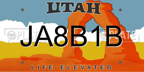 JA8B1B Utah License Plate