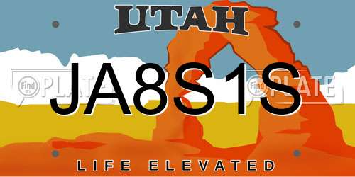 JA8S1S Utah License Plate