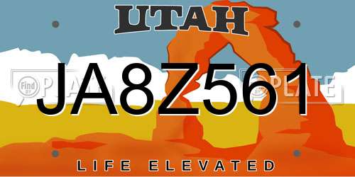 JA8Z561 Utah License Plate