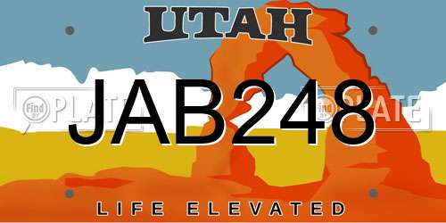 JAB248 Utah License Plate
