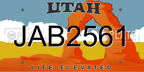 JAB2561 Utah License Plate