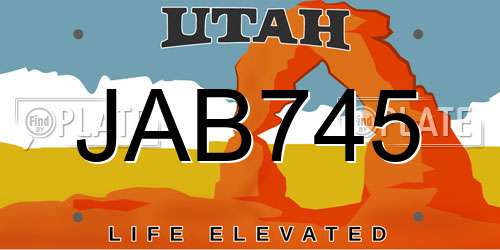 JAB745 Utah License Plate