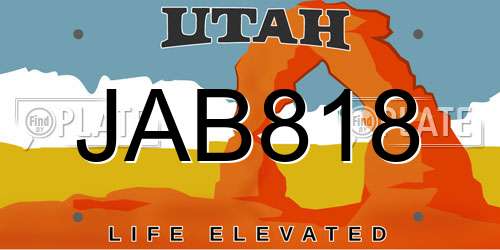 JAB818 Utah License Plate