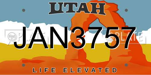 JAN3757 Utah License Plate