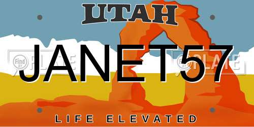 JANET57 Utah License Plate