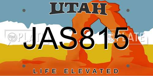 JAS815 Utah License Plate
