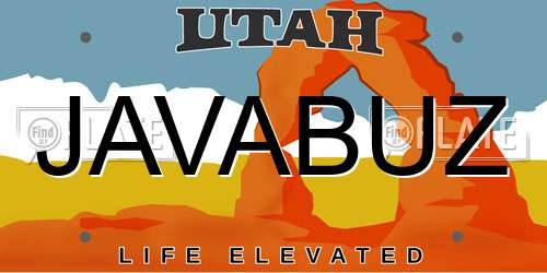 JAVABUZ Utah License Plate