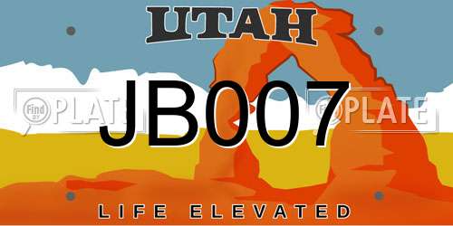 JB007 Utah License Plate
