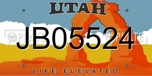 JB05524 Utah License Plate
