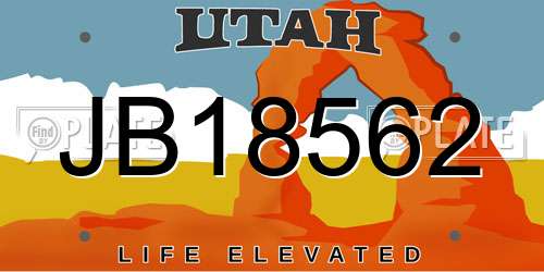 JB18562 Utah License Plate