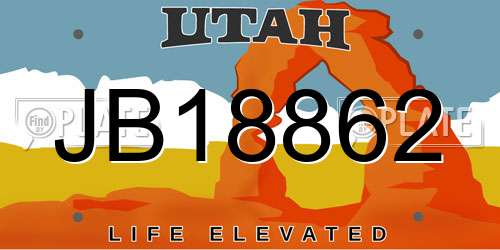 JB18862 Utah License Plate