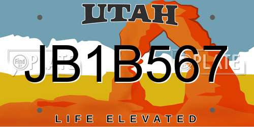 JB1B567 Utah License Plate