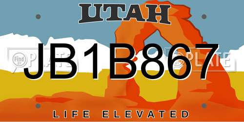 JB1B867 Utah License Plate