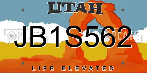 JB1S562 Utah License Plate
