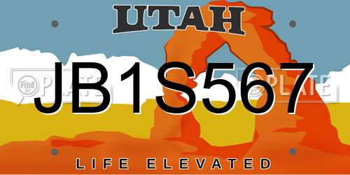 JB1S567 Utah License Plate