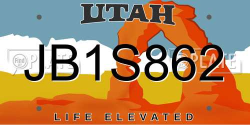 JB1S862 Utah License Plate